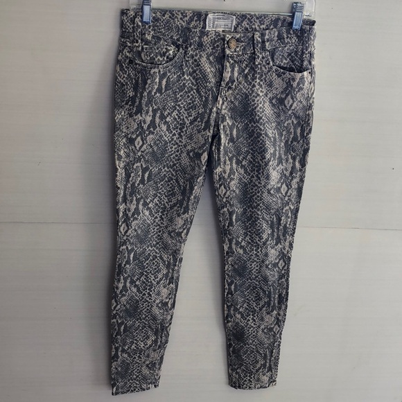 Current/Elliott Jeans Low Rise The Ankle Skinny Canvas Python Snake Print Sz 26‎ - Picture 7 of 16